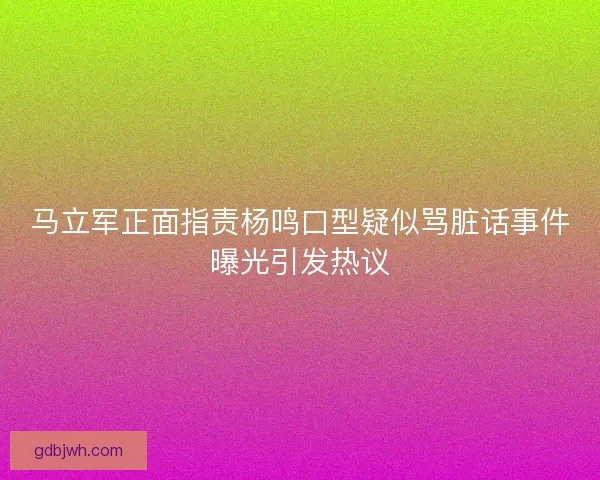 马立军正面指责杨鸣口型疑似骂脏话事件曝光引发热议