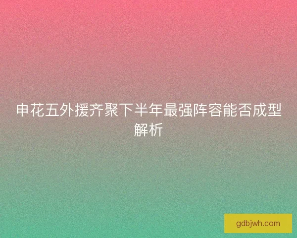 申花五外援齐聚下半年最强阵容能否成型解析